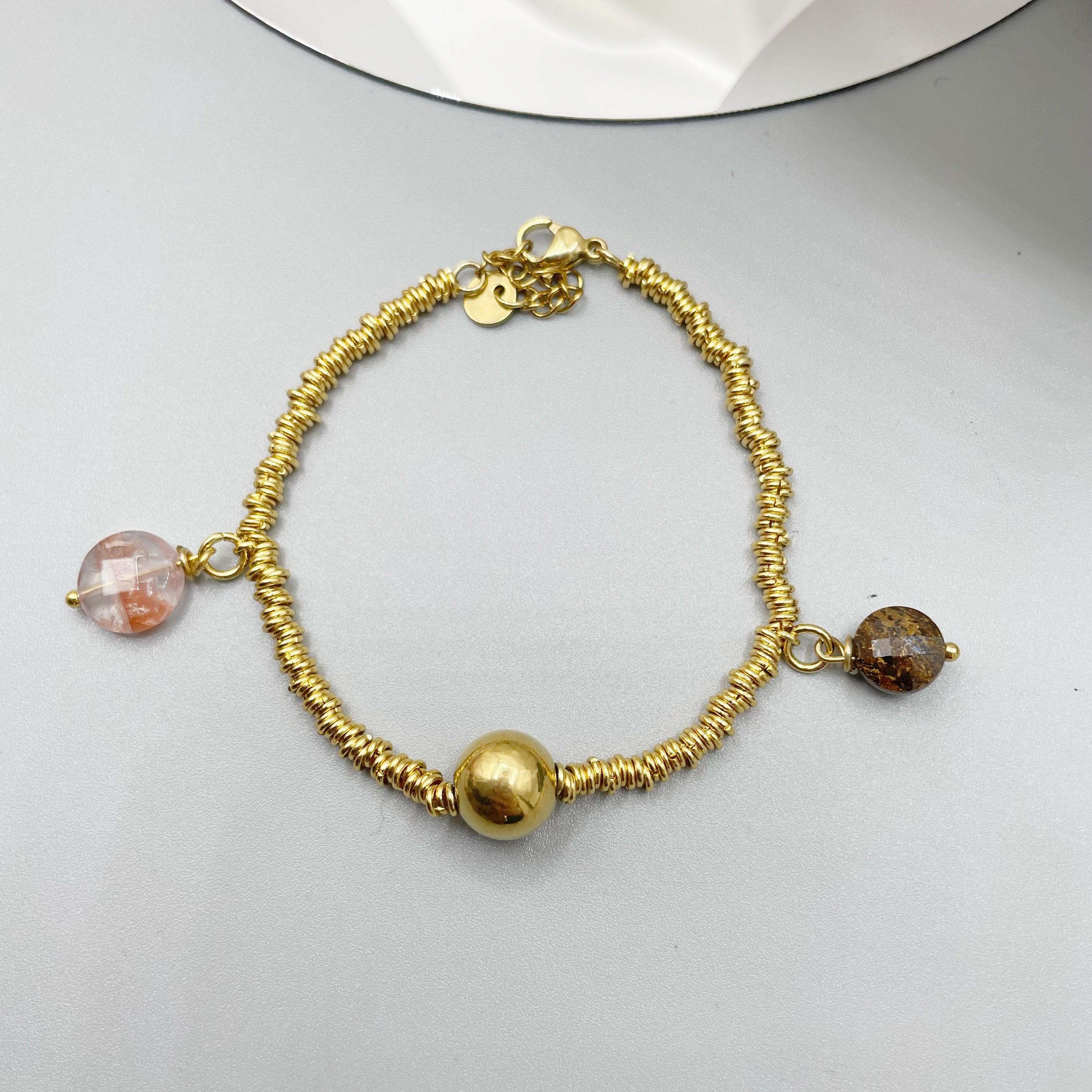 Bracciale Salute e Benessere Gold - Quarzo Ematoide e Bronzite