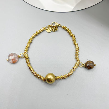 Bracciale Salute e Benessere Gold - Quarzo Ematoide e Bronzite