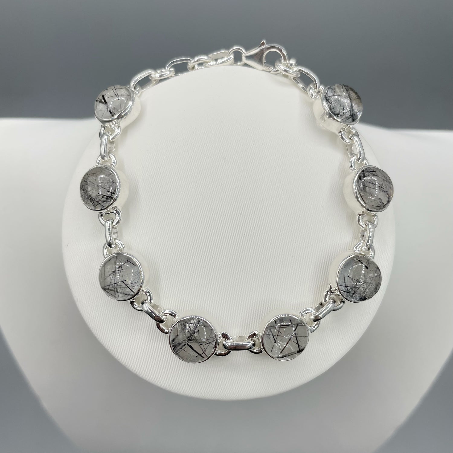 Bracciale Quarzo Tormalinato e Argento 925 - tondo