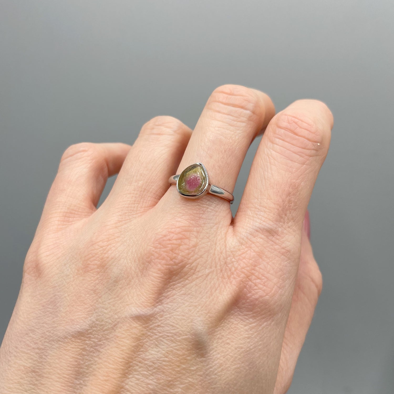 Anello Tormalina Watermelon - Argento 925