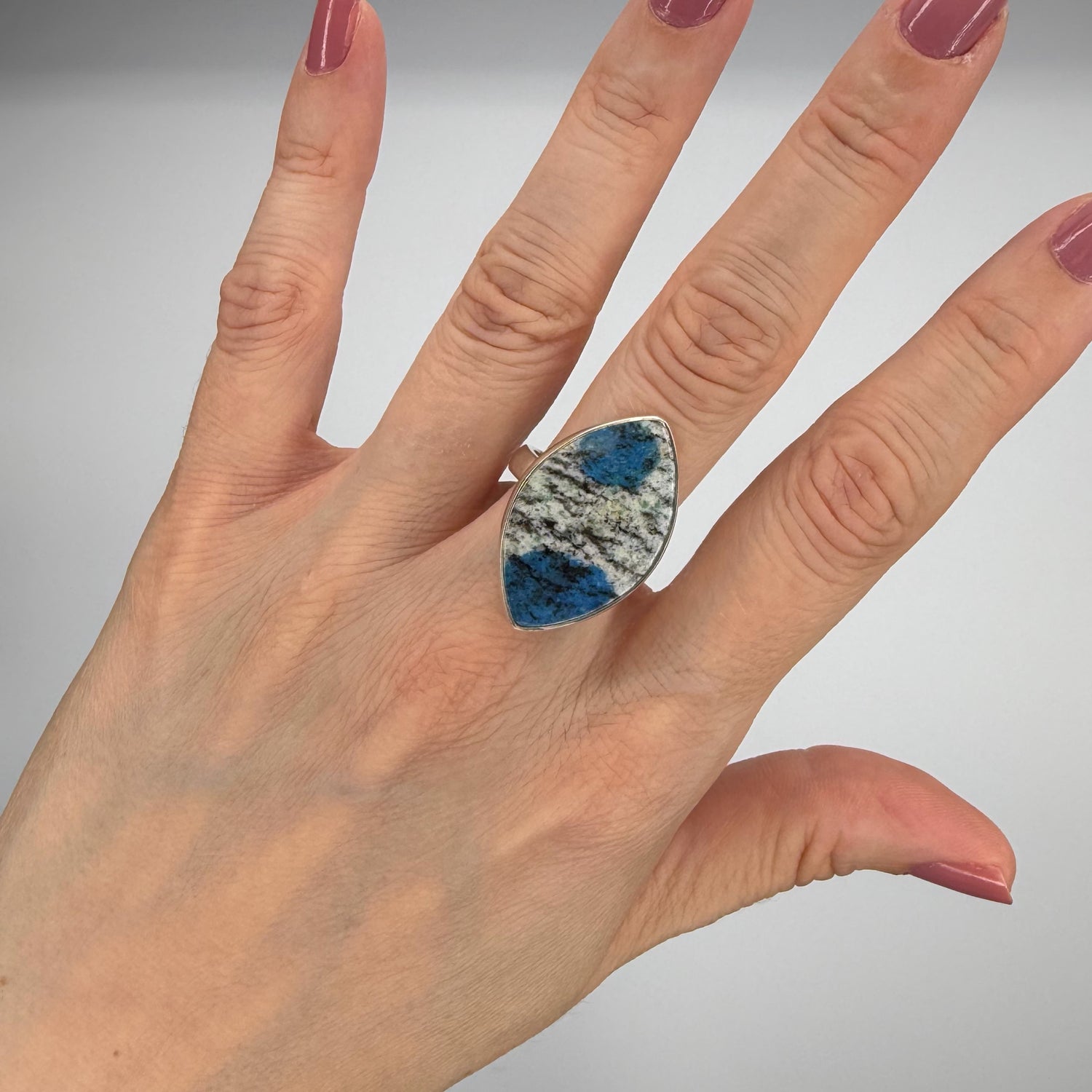 Anello Azzurrite in Granito (K2) e Argento 925