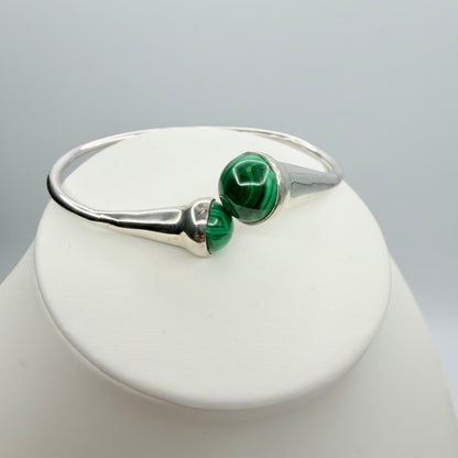 Bracciale Rigido di Malachite e Argento 925