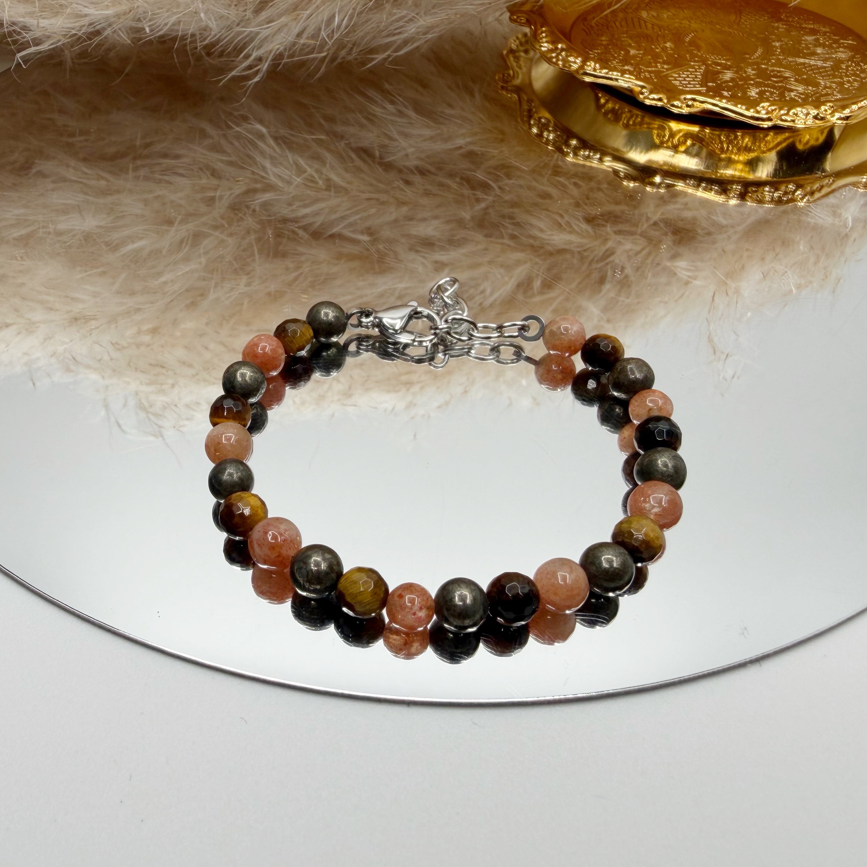 Bracciale Ricchezza - Pirite, Occhio di Tigre, Pietra del Sole - LIMITED EDITION