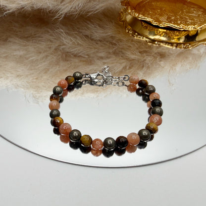 Bracciale Ricchezza - Pirite, Occhio di Tigre, Pietra del Sole - LIMITED EDITION