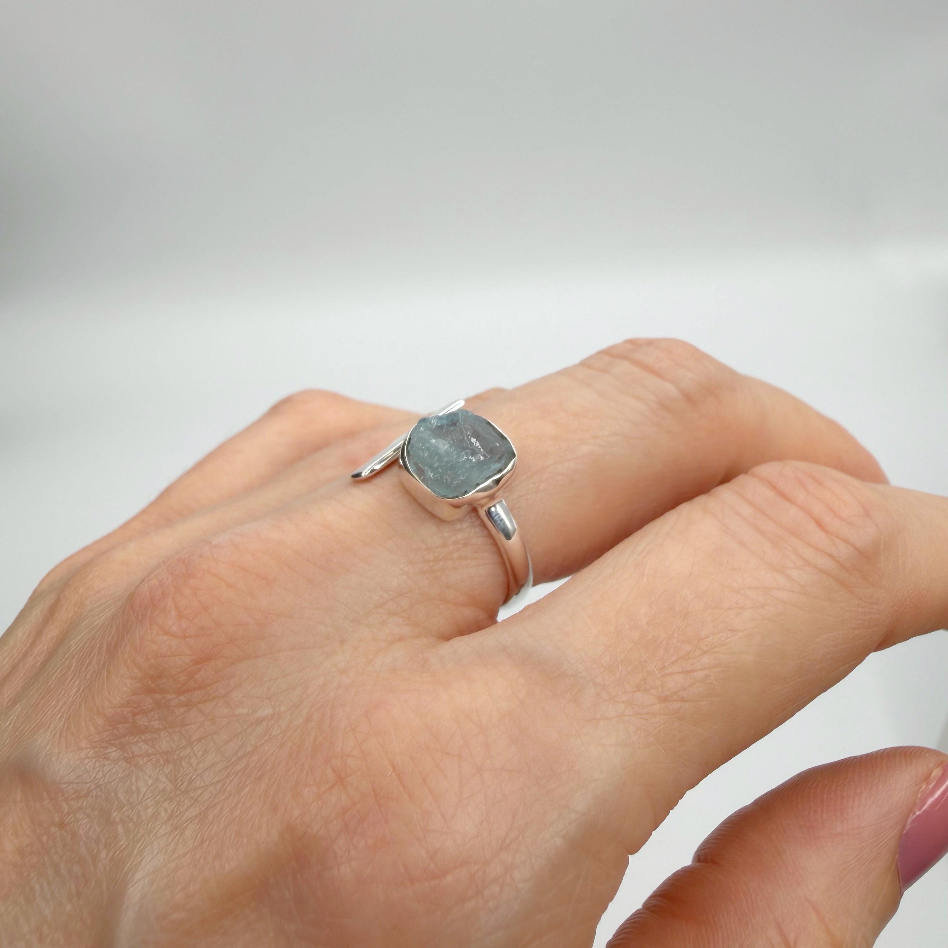 Anello Acquamarina grezza - Argento 925