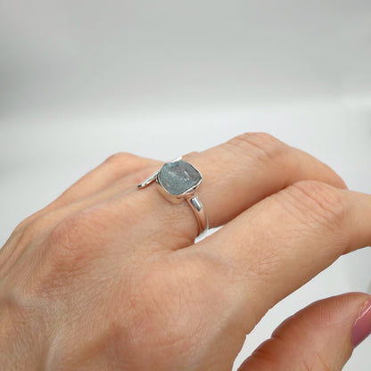 Anello Acquamarina grezza - Argento 925