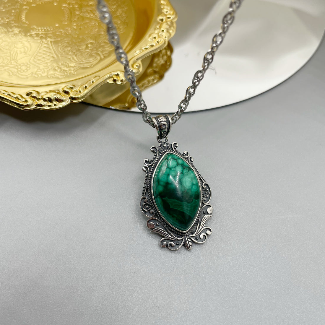 Ciondolo Malachite Vintage - Argento 925