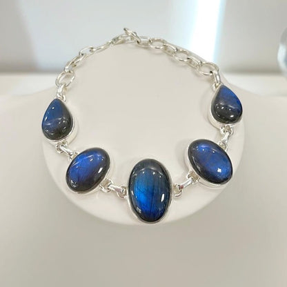 Bracciale Labradorite e Argento 925 - ovale
