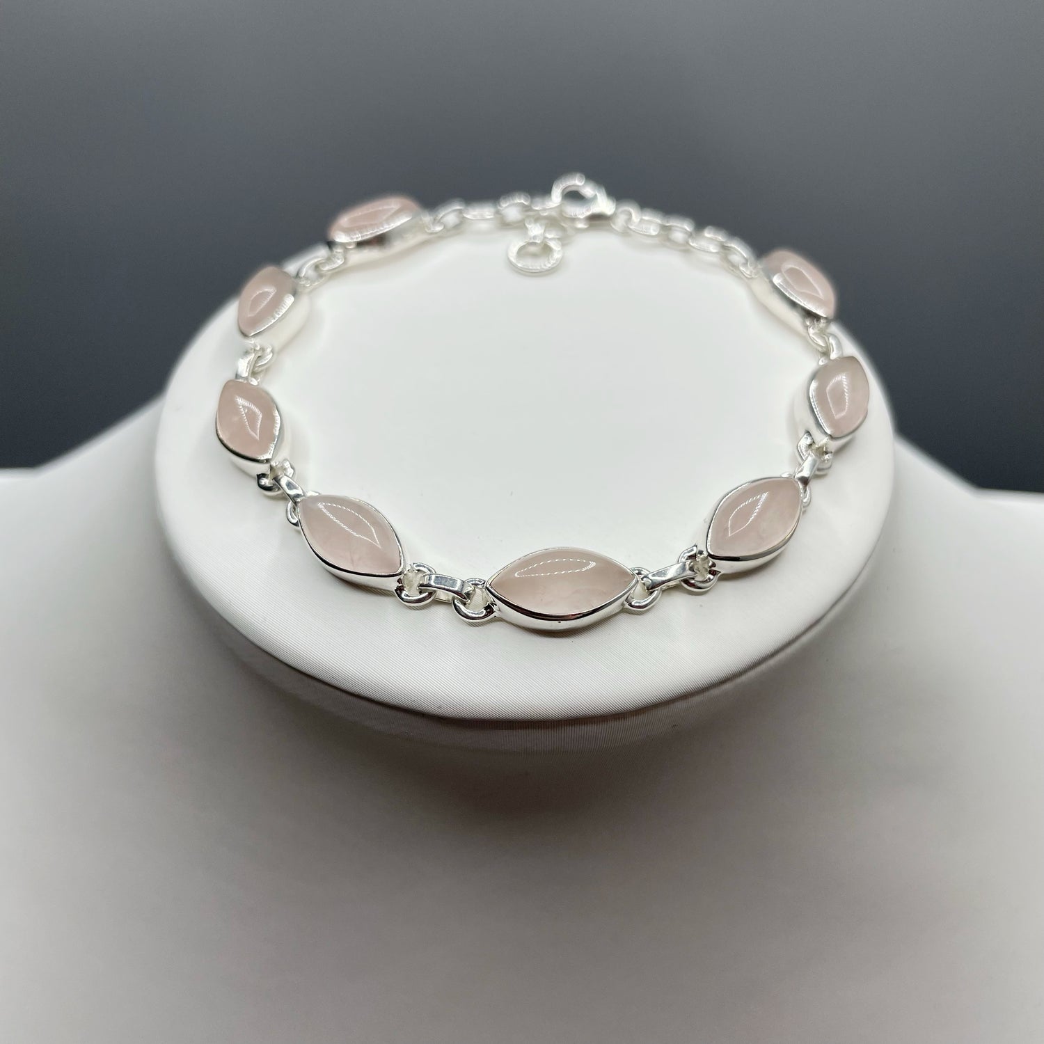 Bracciale Quarzo Rosa e Argento 925