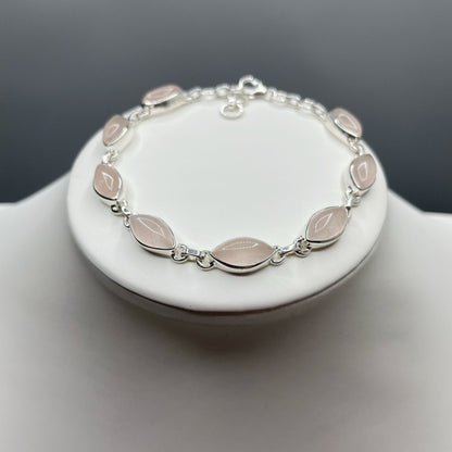 Bracciale Quarzo Rosa e Argento 925