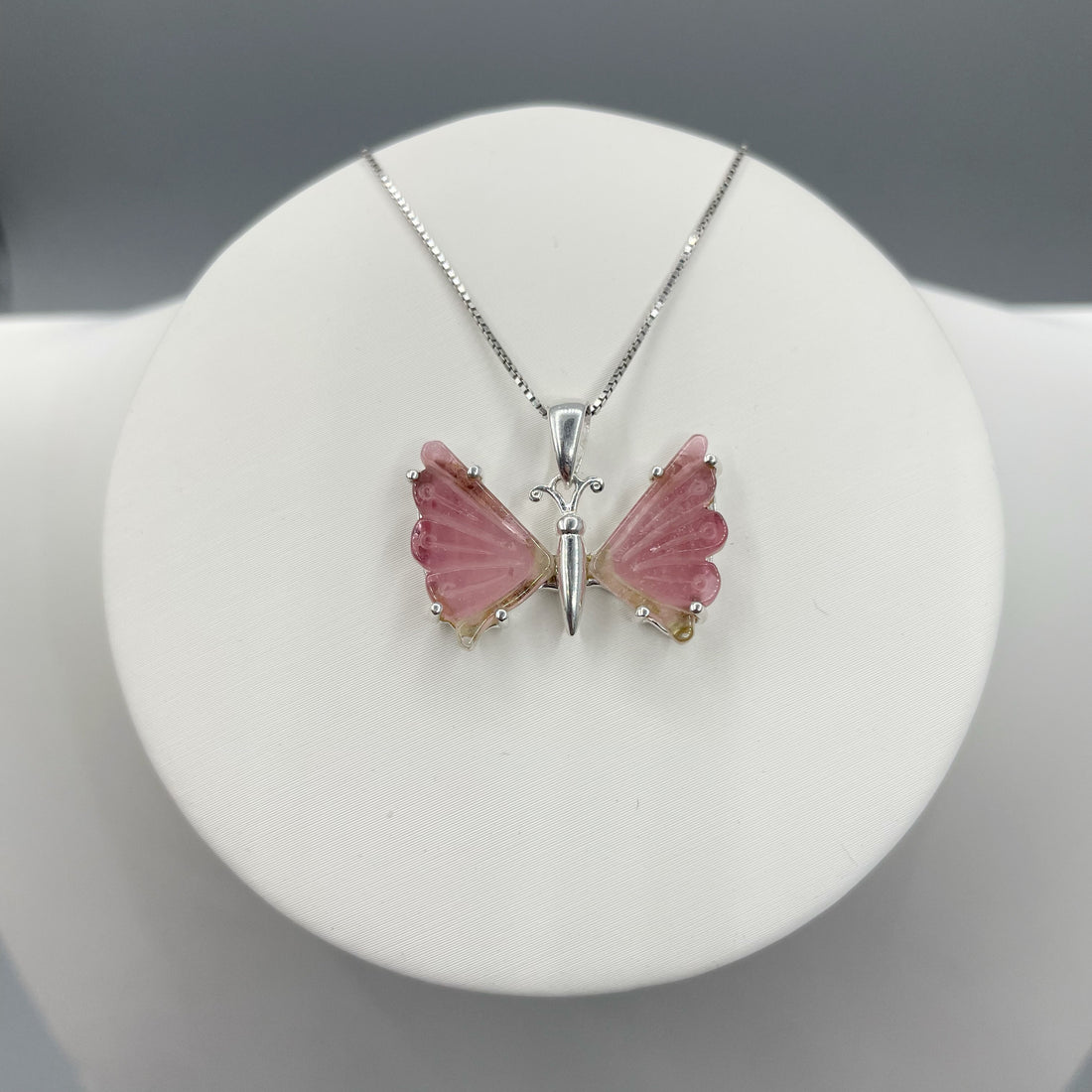 Ciondolo Farfalla Tormalina Rosa e Argento 925