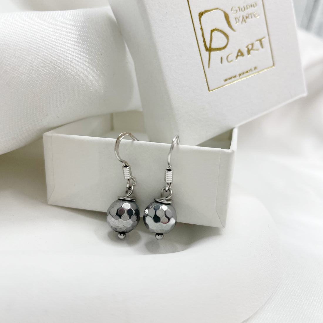 Orecchini Ematite Sfaccettata - Argento 925