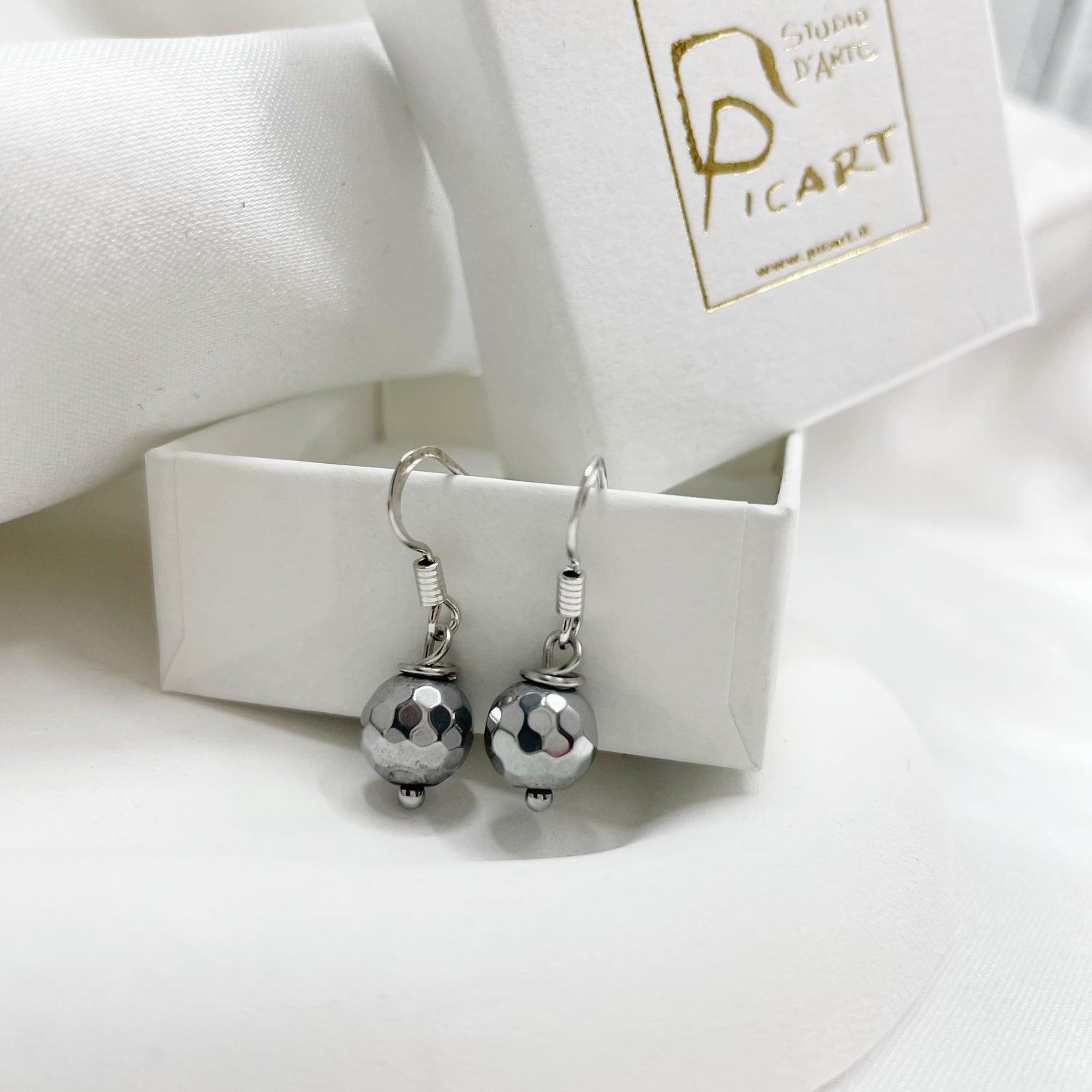 Orecchini Ematite Sfaccettata - Argento 925