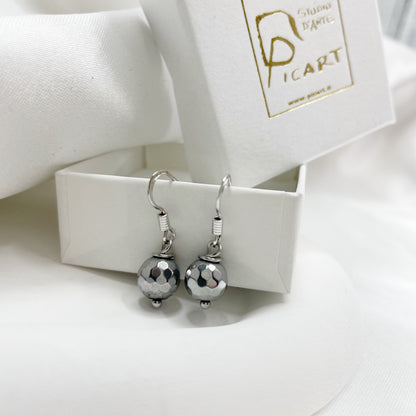 Orecchini Ematite Sfaccettata - Argento 925