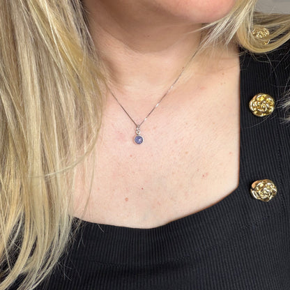 Ciondolo Punto Luce Tanzanite Argento 925 - Tondo LISCIO