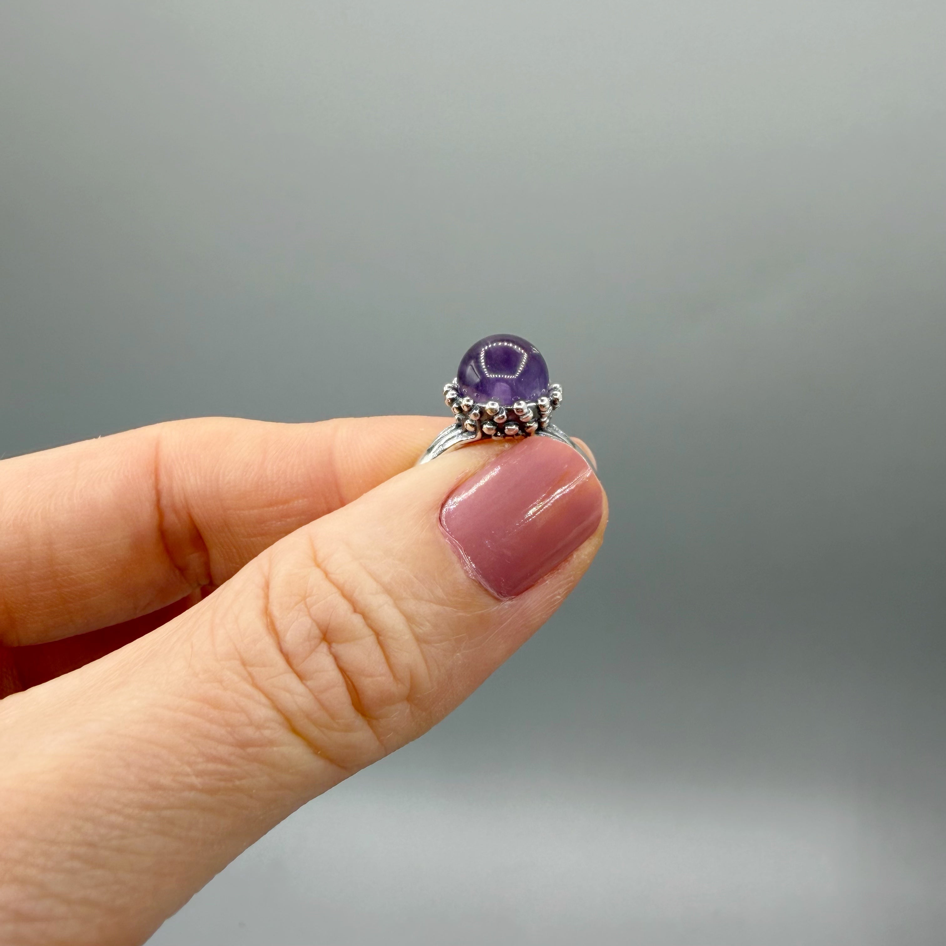 Anello Ametista - Argento 925 - Sfera