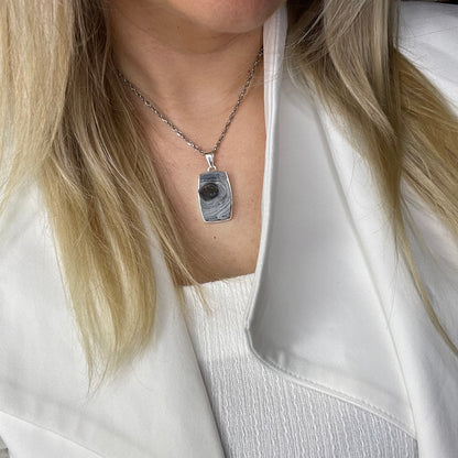 Ciondolo Desert Druzy Rettangolare - Argento 925