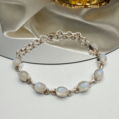Bracciale Labradorite Bianca e Argento 925 - Ovale