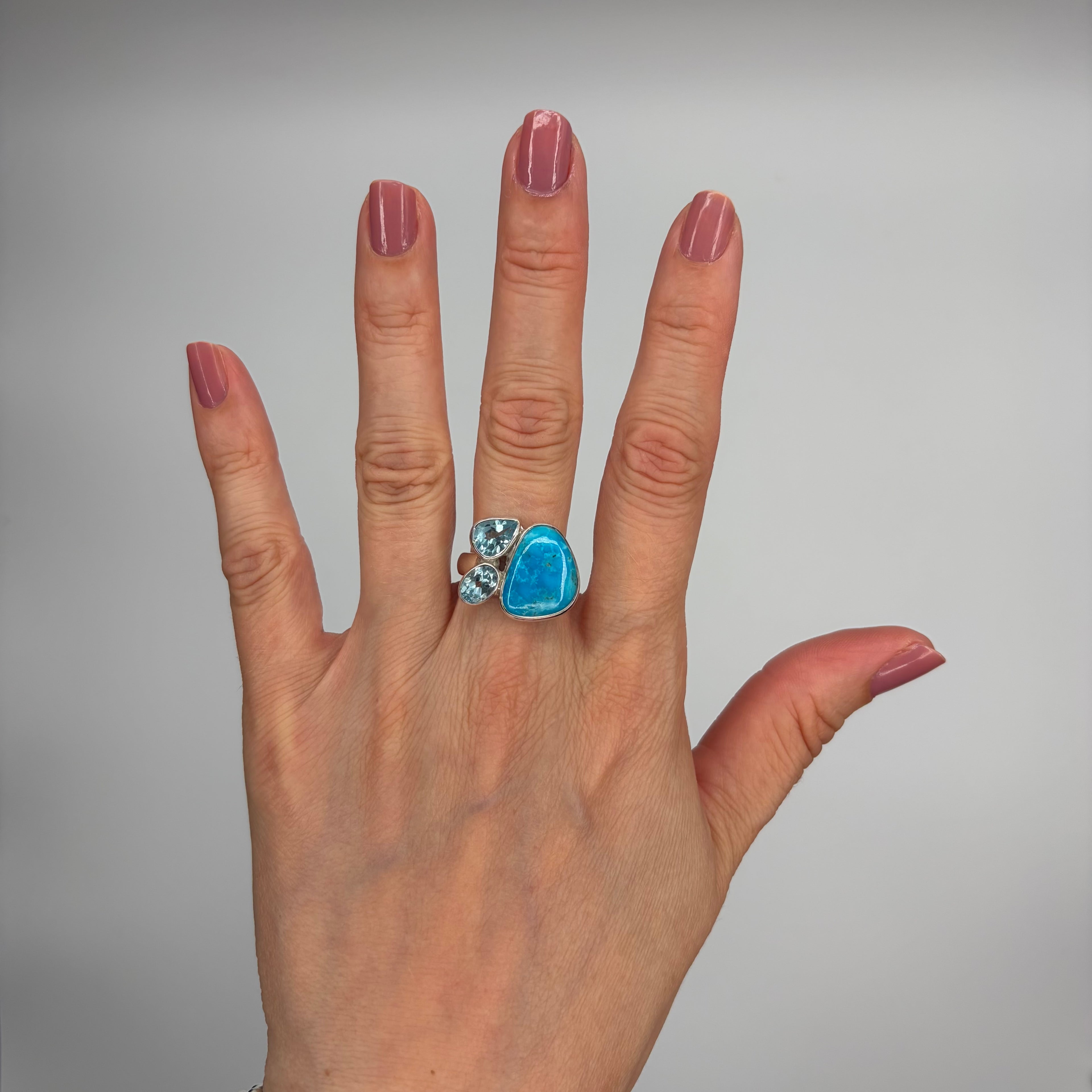 Anello Turchese Naturale e Topazio - Argento 925