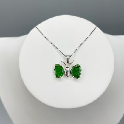 Ciondolo Farfalla Tormalina Verde e Argento 925