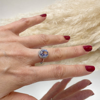 Anello Fluorite Blu - Argento 925