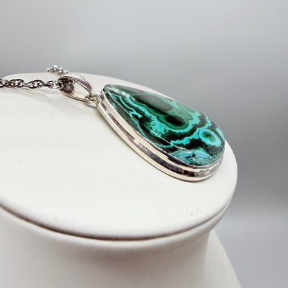 Ciondolo Malachite e Crisocolla Argento 925 - Goccia media
