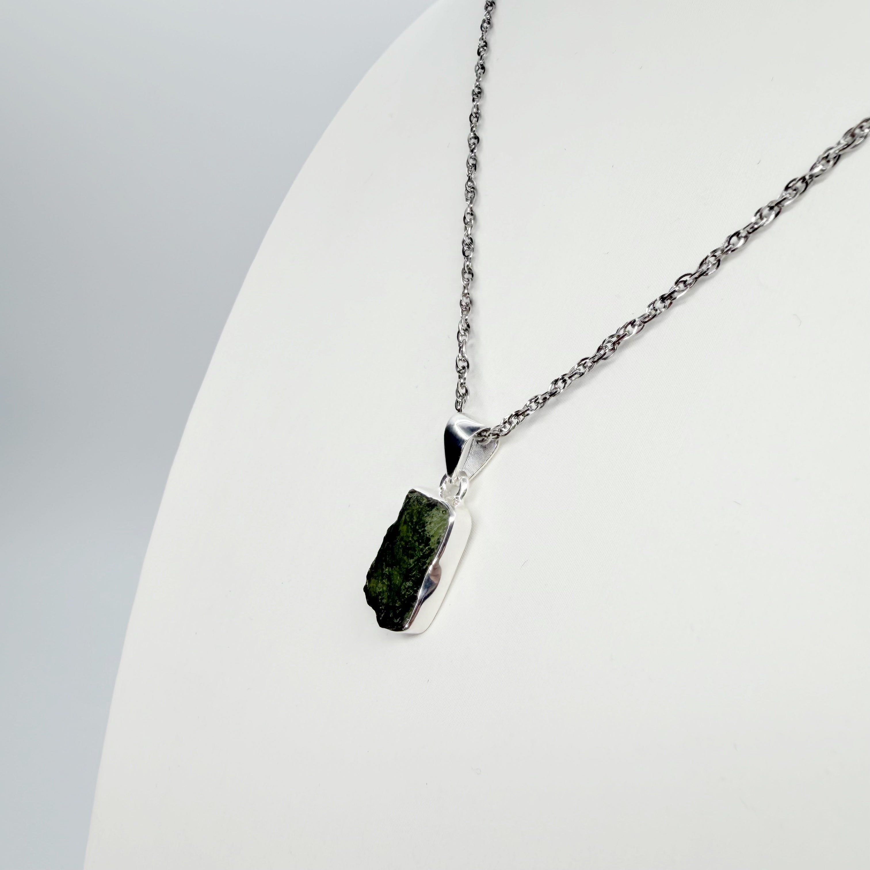 Ciondolo Moldavite Grezza - Argento 925