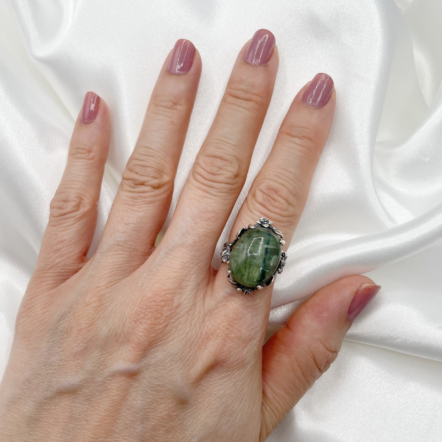 Anello Cianite Verde e Argento 925