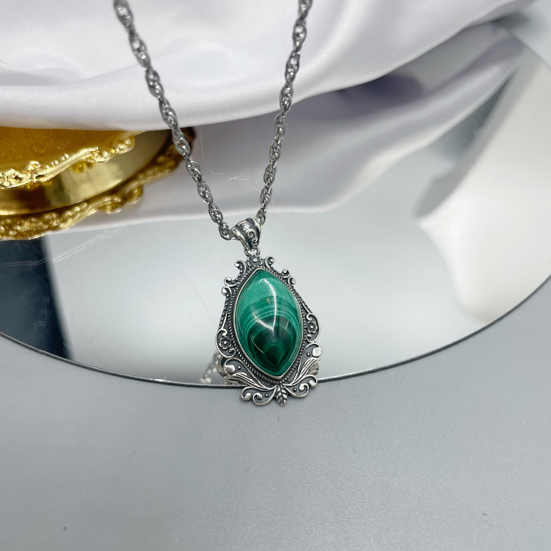 Ciondolo Malachite Vintage - Argento 925