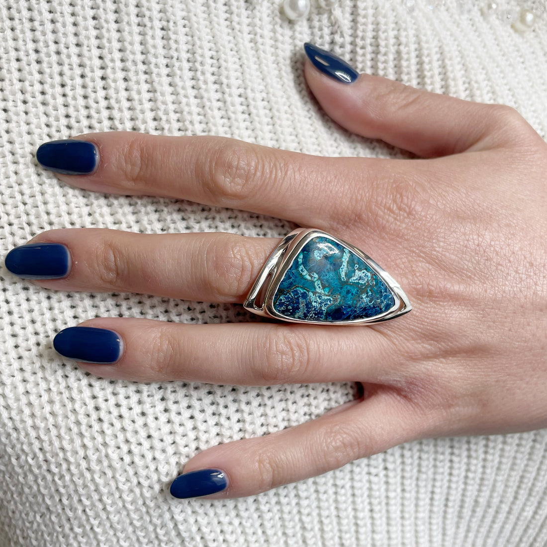 Anello Crisocolla e Argento 925