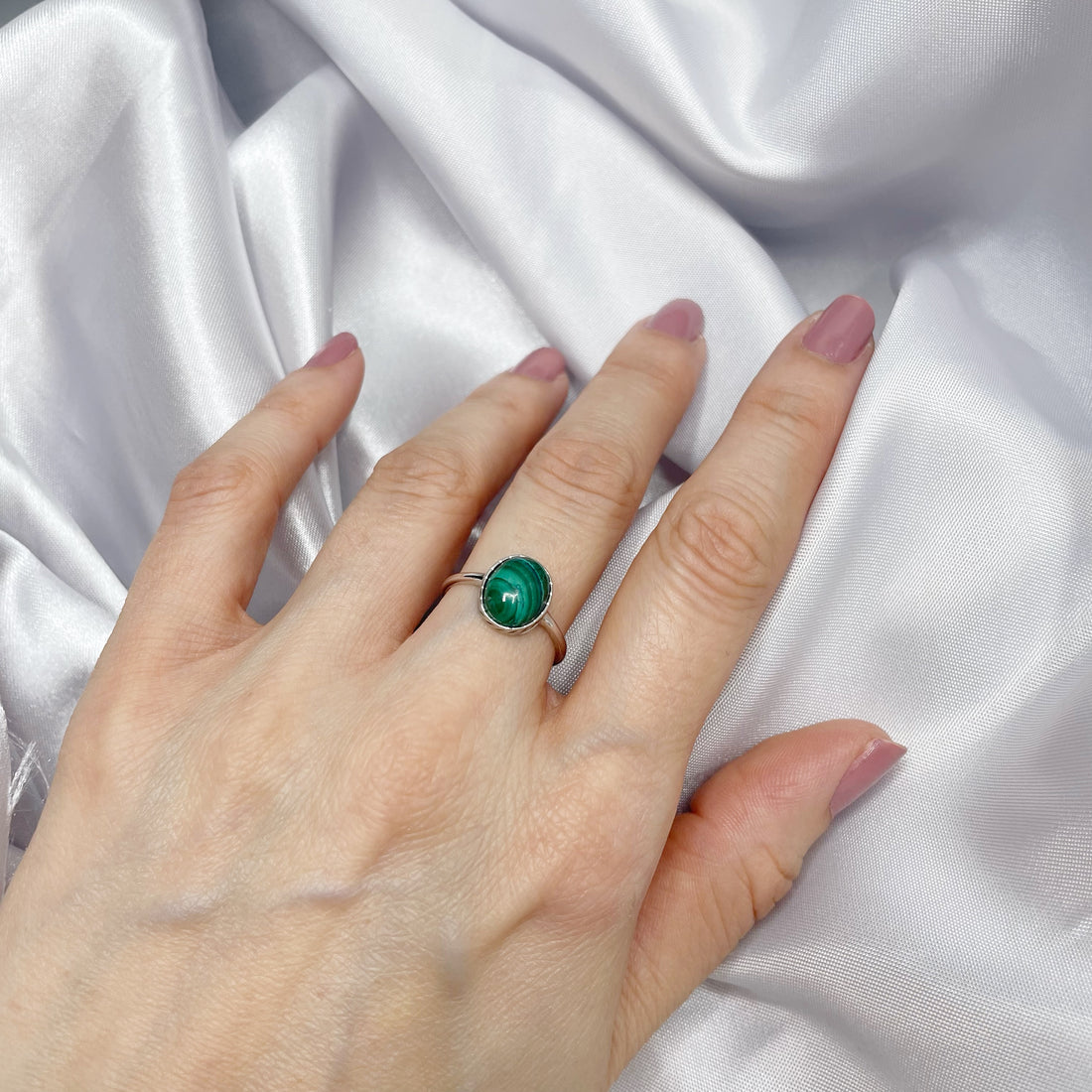 Anello Malachite Minimal - Argento 925