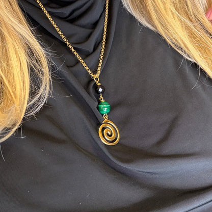 Collana Armonia e Protezione - Tormalina e Malachite - GOLD