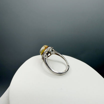 Anello Quarzo Rutilato Dorato - Argento 925