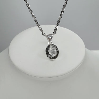 Ciondolo Quarzo Tormalinato Ovale - Argento 925