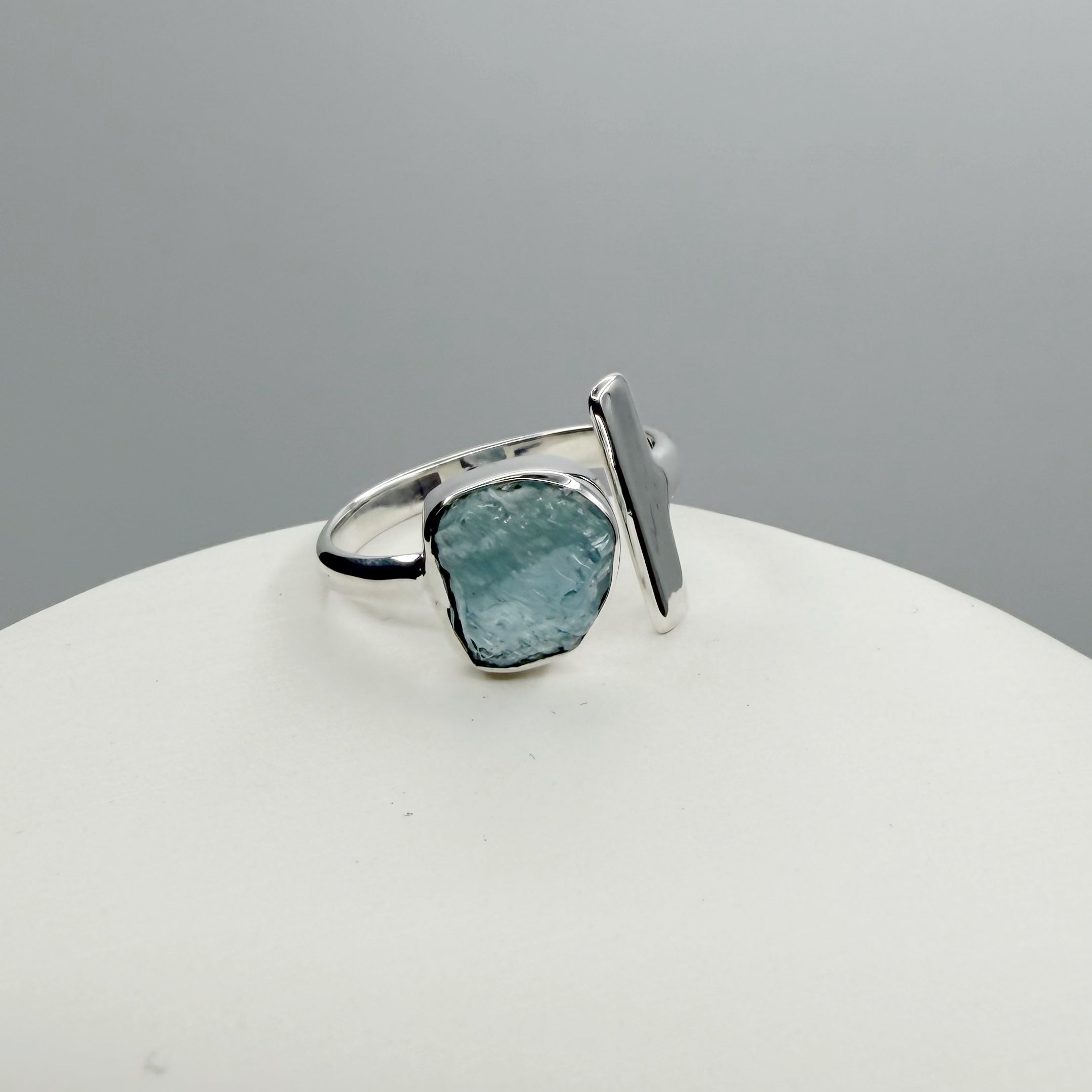 Anello Acquamarina grezza - Argento 925