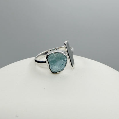Anello Acquamarina grezza - Argento 925