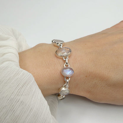 Bracciale Labradorite Bianca e Argento 925 - sfaccettato