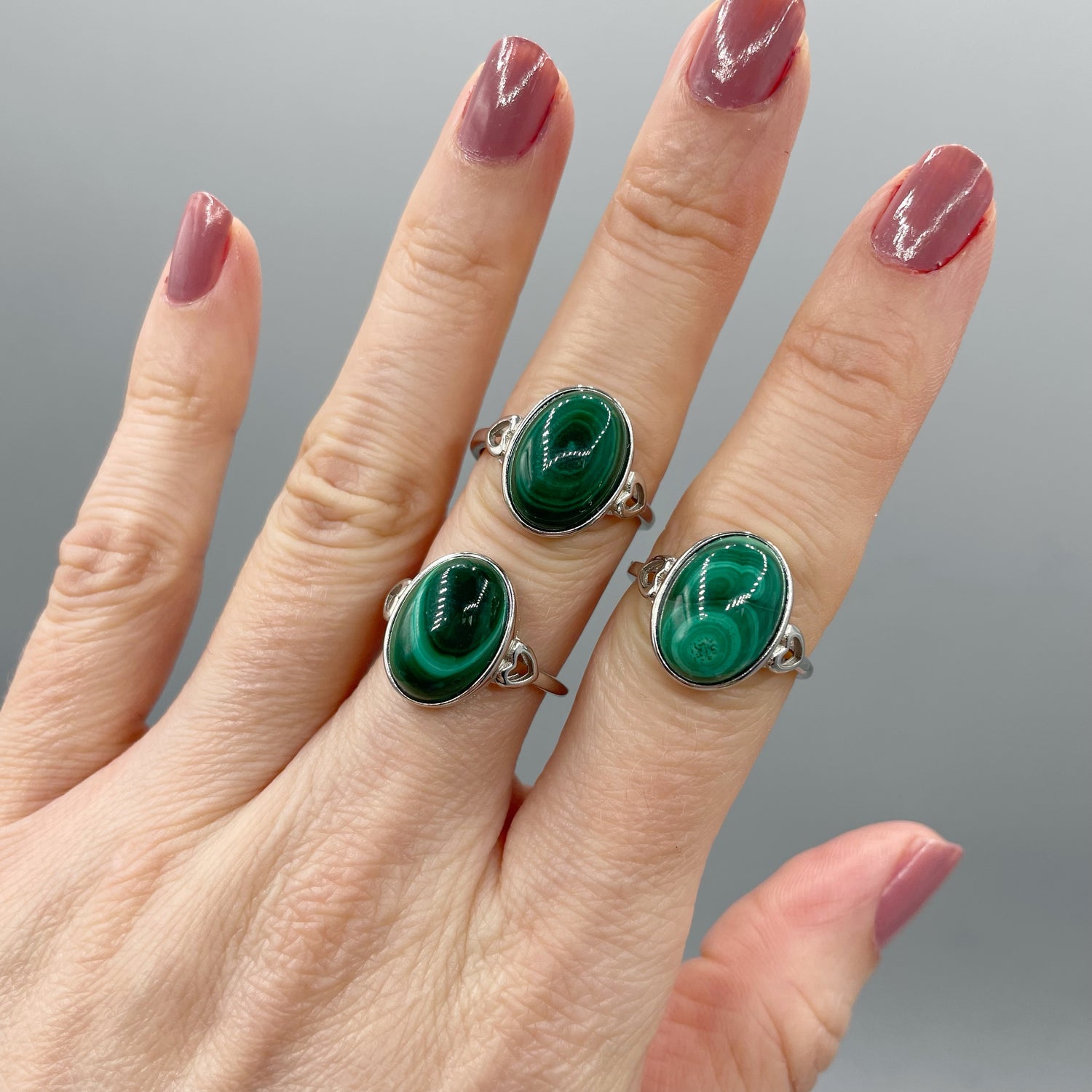Anello Malachite Ovale - Argento 925