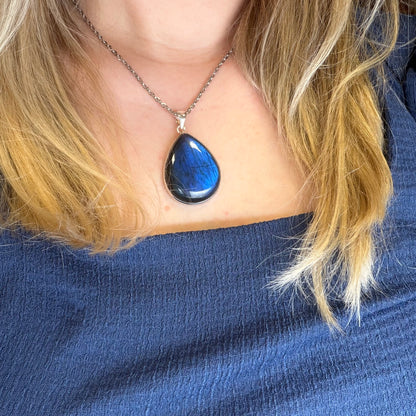 Ciondolo Labradorite a Goccia - Argento 925