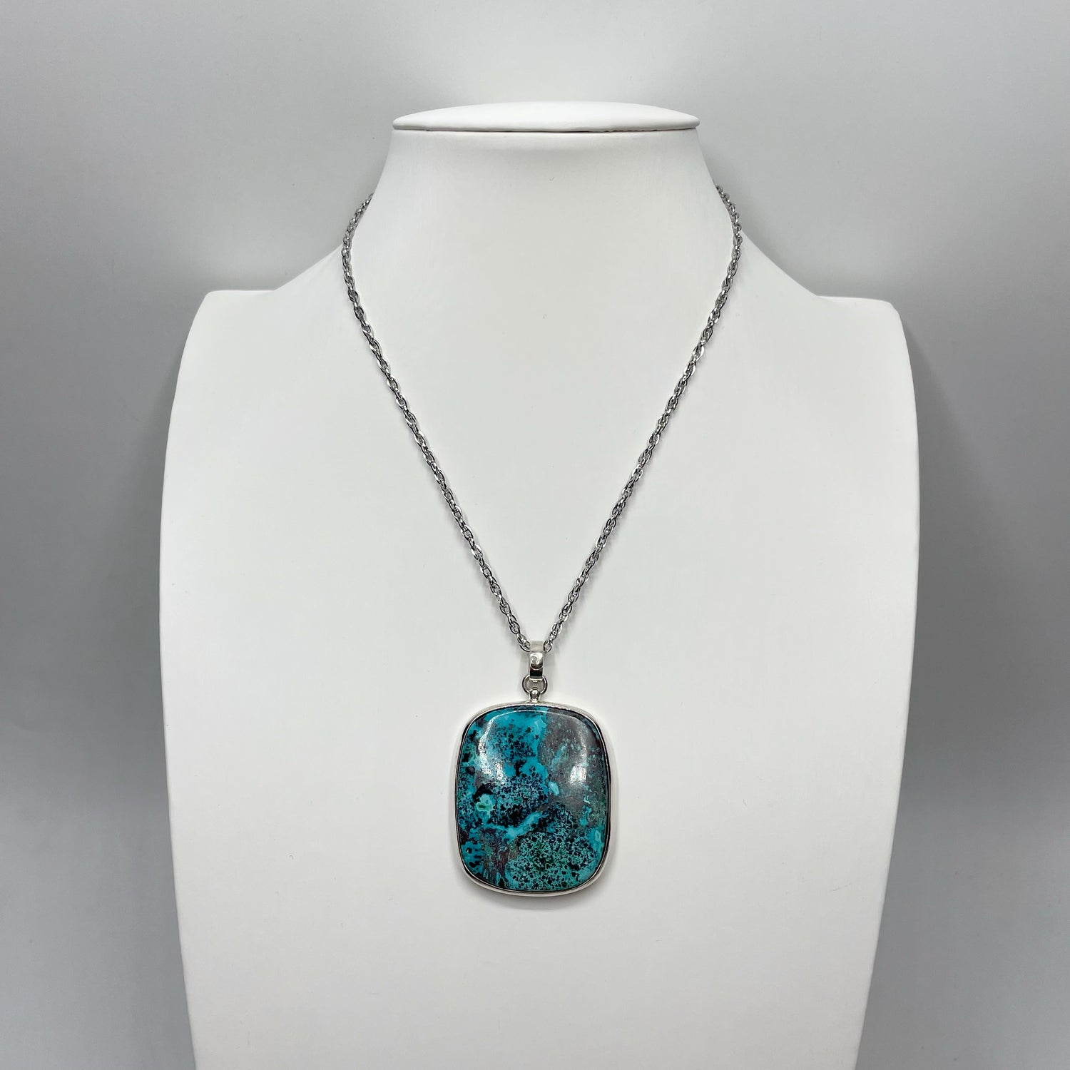 Ciondolo Crisocolla con Albero della Vita - Argento 925