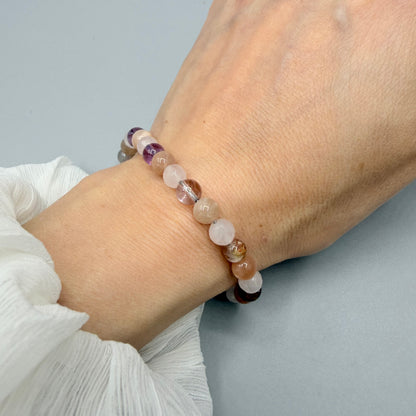 Bracciale Serenità e Gioia - Super Seven, Quarzo Rosa, Pietra di Luna - LIMITED EDITION