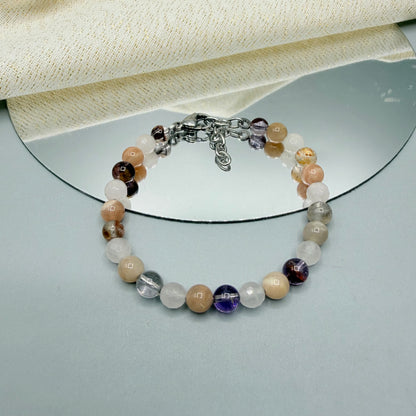 Bracciale Serenità e Gioia - Super Seven, Quarzo Rosa, Pietra di Luna - LIMITED EDITION