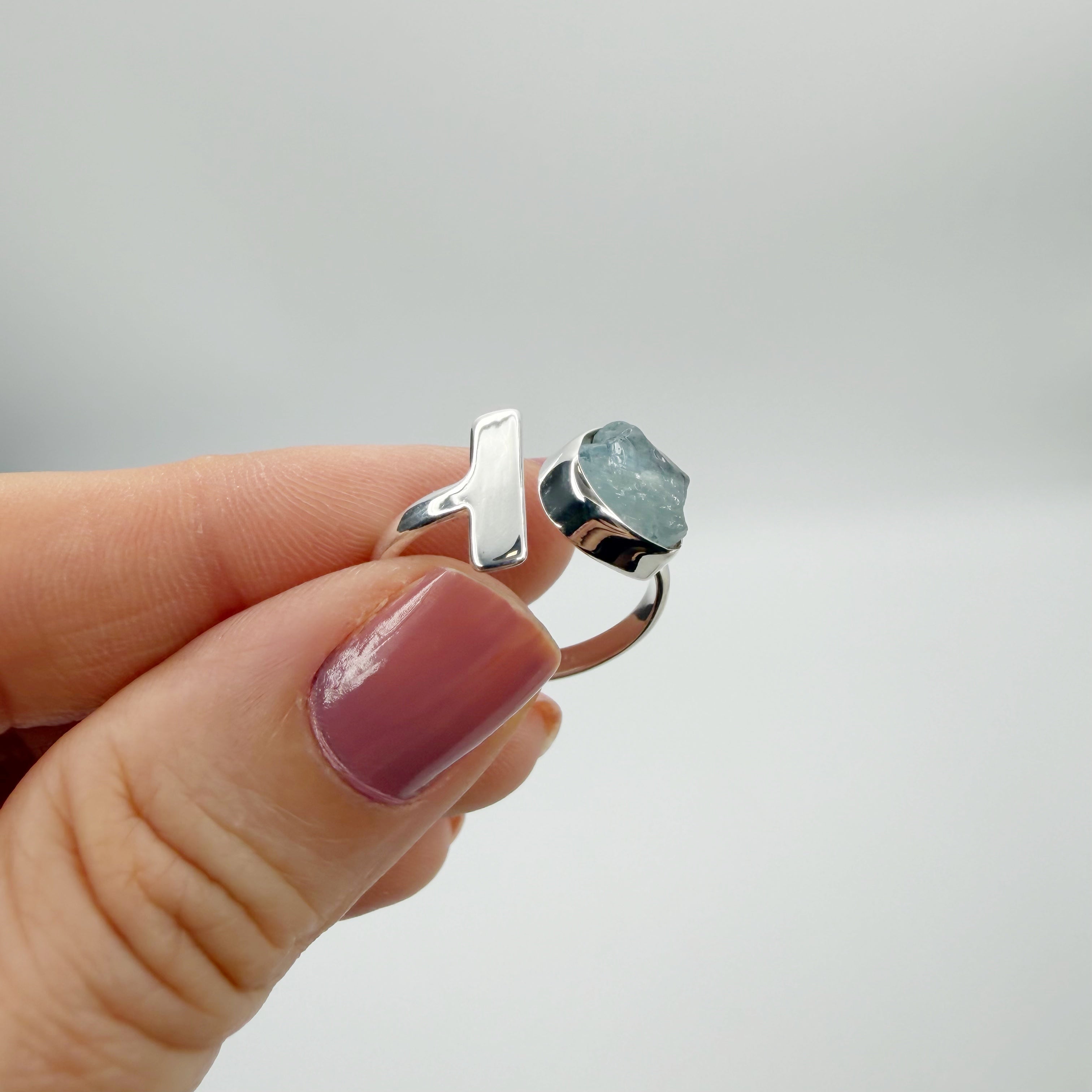 Anello Acquamarina grezza - Argento 925