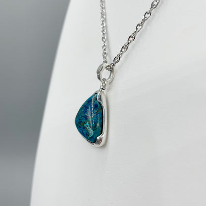 Ciondolo Crisocolla Triangolo - Argento 925