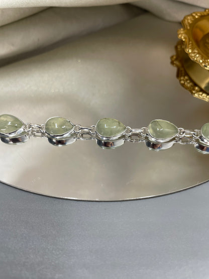 Bracciale Prehnite e Argento 925 - a goccia