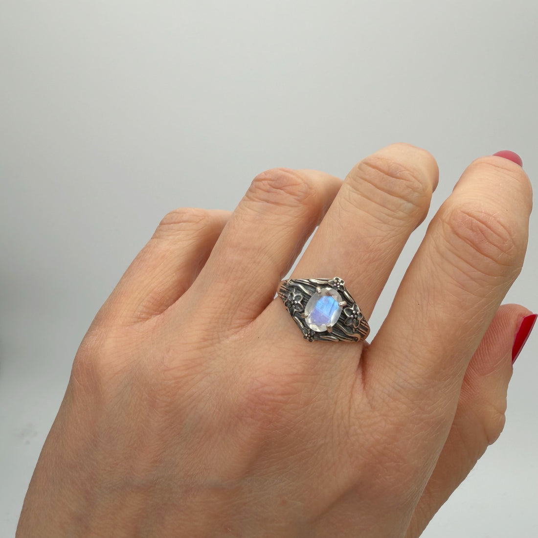 Anello Labradorite Bianca - Argento 925