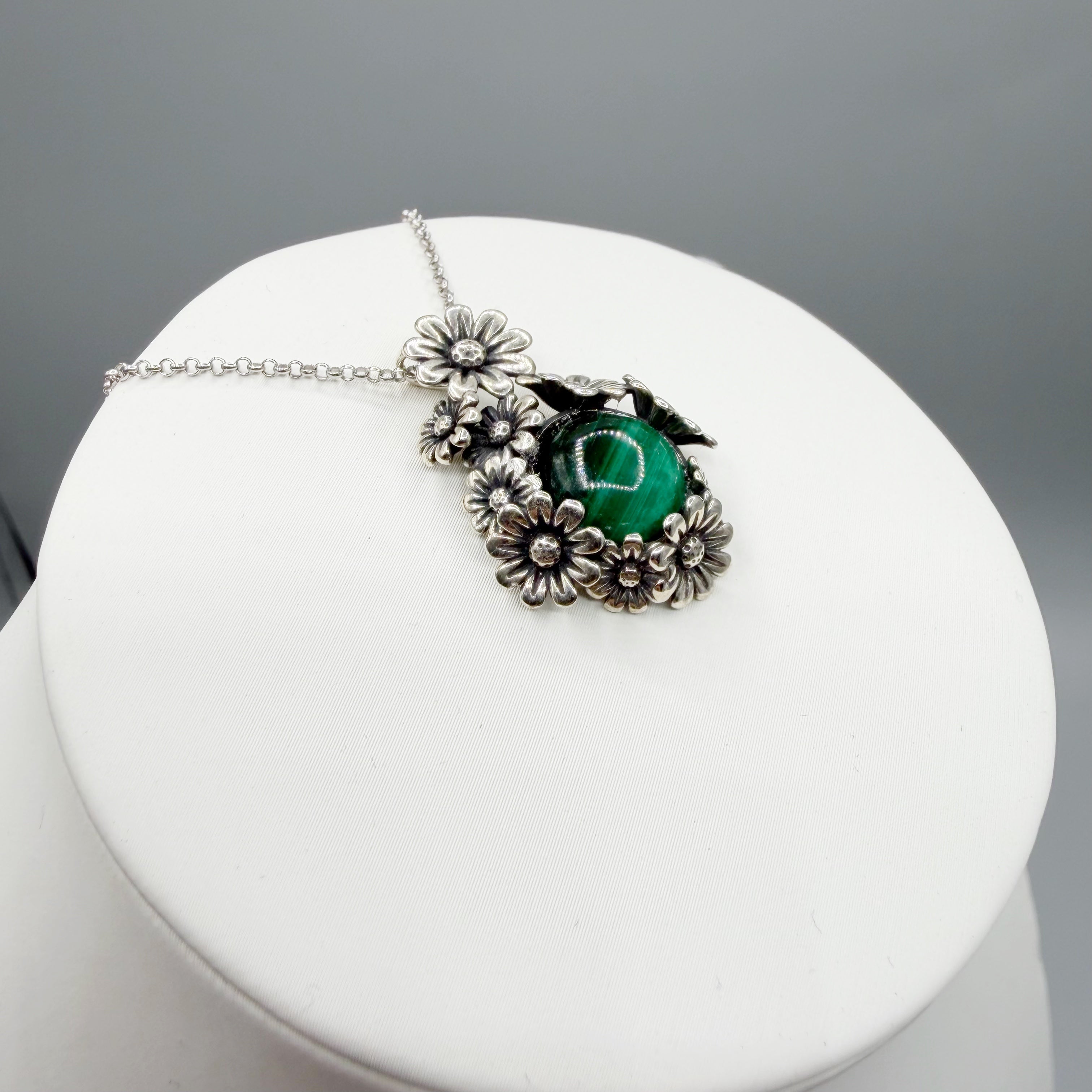 Ciondolo Malachite Fiore - Argento 925
