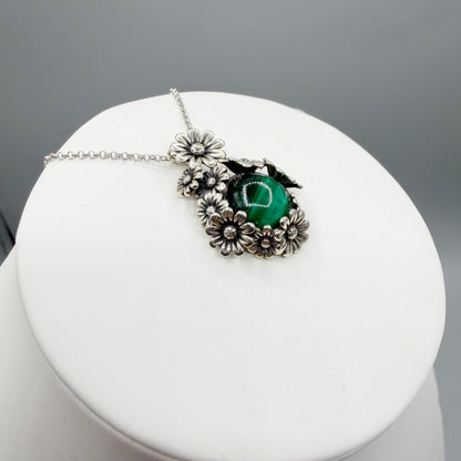 Ciondolo Malachite Fiore - Argento 925