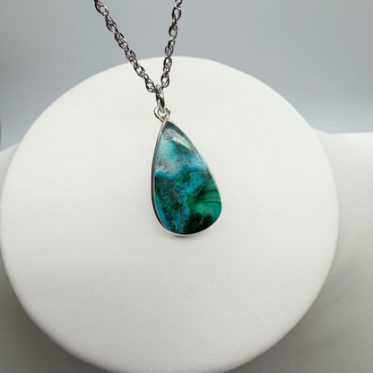 Ciondolo Malachite e Crisocolla Argento 925 - a goccia