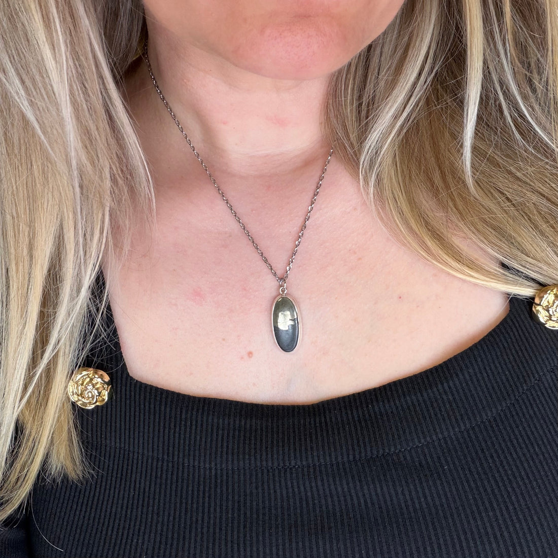 Ciondolo Pirite in Magnetite - Argento 925